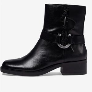 New Lucky Brand Kemany western Black Leather Ankle Boots size 8.5 US 39.5 EU